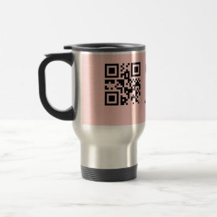 Pink simple baby shower q r code add name text thr travel mug