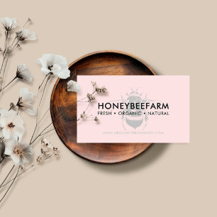 Pink simple Bumble Bee Apiary Honey Business Card