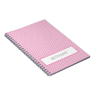 Pink Simple Chevron Personalised Notebook