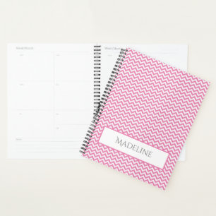 Pink Simple Chevron Personalised Planner
