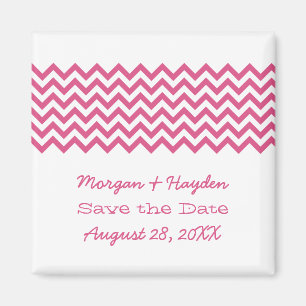 Pink Simple Chevron Save the Date Magnet
