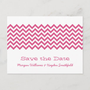 Pink Simple Chevron Save the Date Postcard