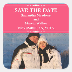 Pink Simple Chic Photo Save the Date Stickers