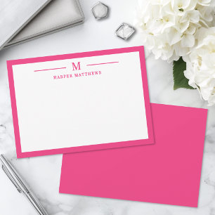 Pink Simple Classic Personalised Stationery Card