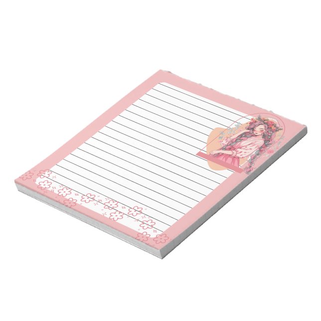 Pink Simple Cute Anime Boho Notepad (Rotated)