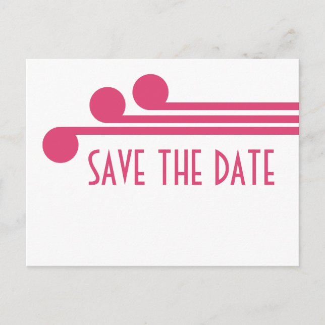 Pink Simple Deco Chic Save the Date Postcard (Front)