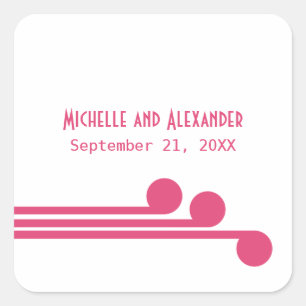 Pink Simple Deco Chic Wedding Stickers