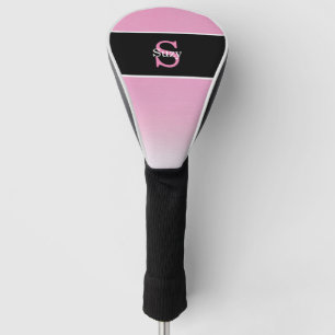 Pink Simple Elegant Initial Monogram Golf Head Cover