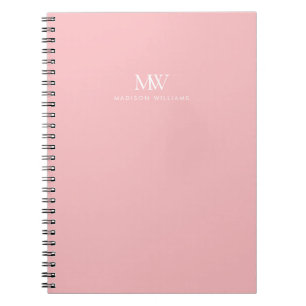 Pink Simple Elegant Modern Monogram Notebook