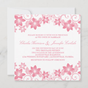 Pink Simple Floral Wedding Invite