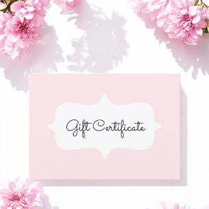 Pink Simple Gift Certificate Card