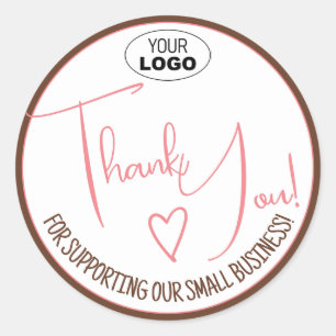 Pink Simple Minimalist Thank You Business Labels