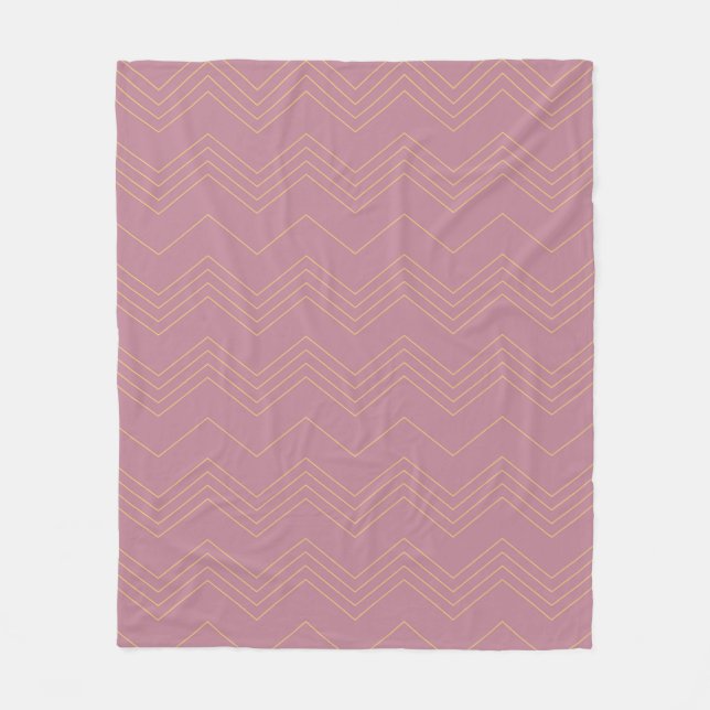 Pink, simple, modern, cool, trendy zigzag pattern fleece blanket (Front)