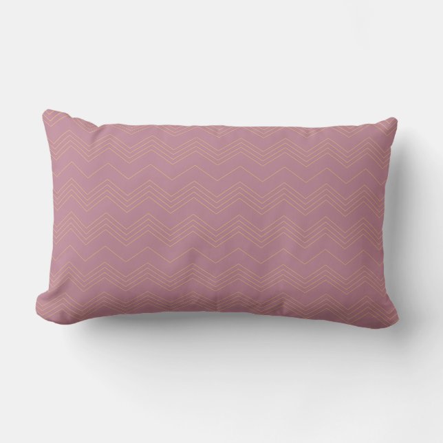 Pink, simple, modern, cool, trendy zigzag pattern lumbar cushion (Front)