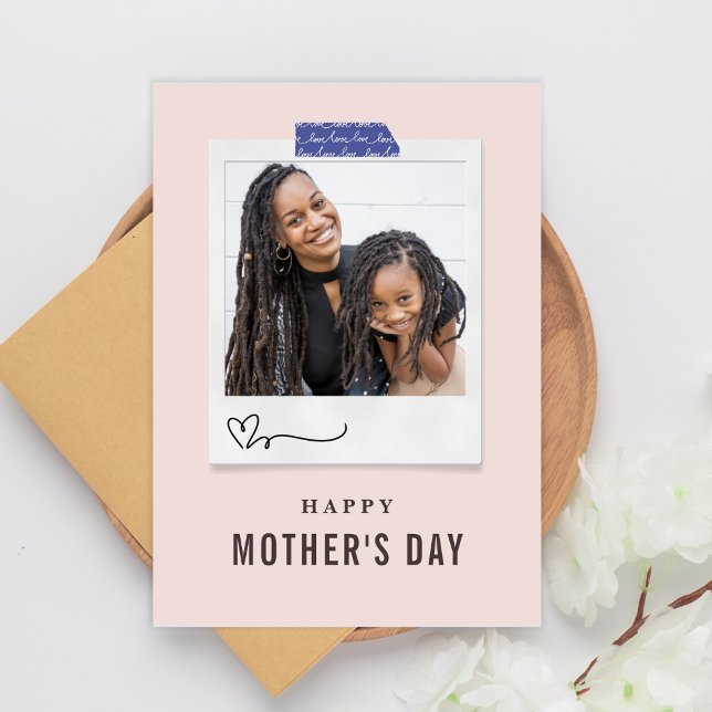 Pink, Simple & Modern Mother's Day Photo Holiday Card (Creator Uploaded)