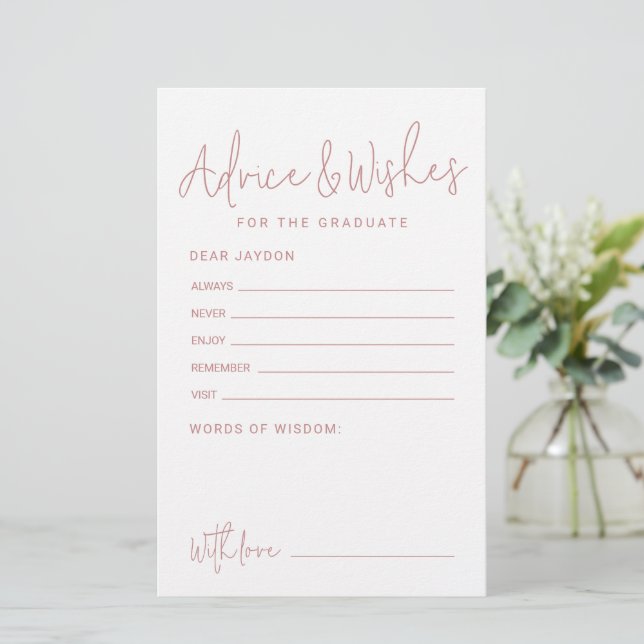 Pink Simple Modern Script Graduate advice & wishes (Standing Front)