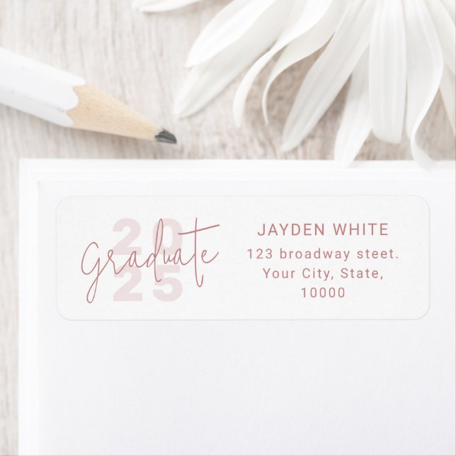 Pink Simple Modern Script Graduate Return Address (Insitu)
