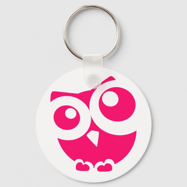 Pink Simple Owl Key Ring (Front)