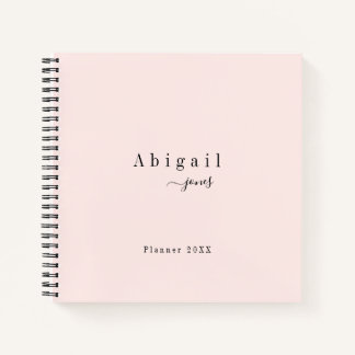 Pink Simple Script Modern Luxury Professional Notebook