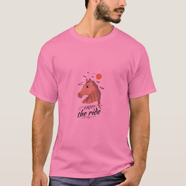 Pink simple t shirt for enjoy the ride (Front)