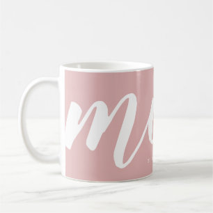 Pink Simple Typography Mom EST. Mug