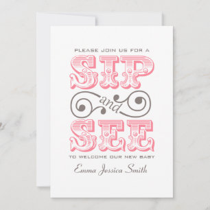 Pink Sip And See Party   It's A Girl Invitation