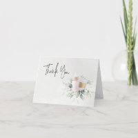 Pink Sip & See New Baby Folded Thank You Card