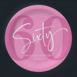 Pink Sixty 60th Sixtieth Birthday Party Paper Plate<br><div class="desc">This is a Pink Sixty 60th Sixtieth Birthday Party Paper Plates!</div>