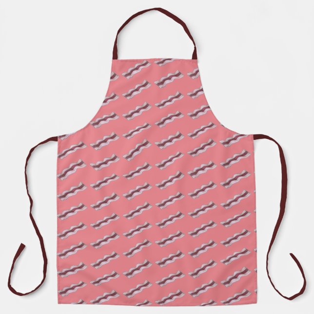 Pink Sizzling Greasy Bacon Strips Breakfast Food Apron (Front)