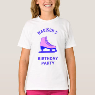 Pink Skate Ice Skating Birthday Party T-Shirt
