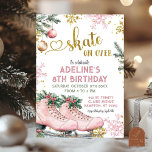 Pink Skate Over Winter Christmas Birthday Girl Invitation<br><div class="desc">Skate On Over Ice Skating Birthday,  Gold Snowflakes Holiday Christmas Birthday,  Winter Birthday Girl Invitation,  Christmas Snowman Birthday Girl,  Oh What Fun Snowman Birthday Party,  Winter Onederland Snowman Birthday Invitation,  Winter Pool Party Birthday Invitation,  Snowman Girl Holiday Birthday Party,  Frozen Birthday Invitation.</div>