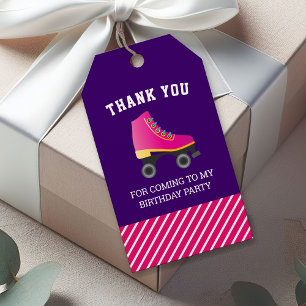 Pink Skate Roller Skating Birthday Party Favour Gift Tags