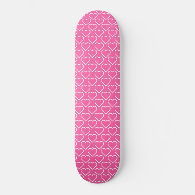 Pink Skateboard with Hearts - Your Colours or Text (Front)