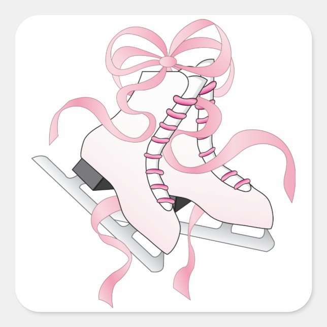 Pink Skates Square Sticker (Front)