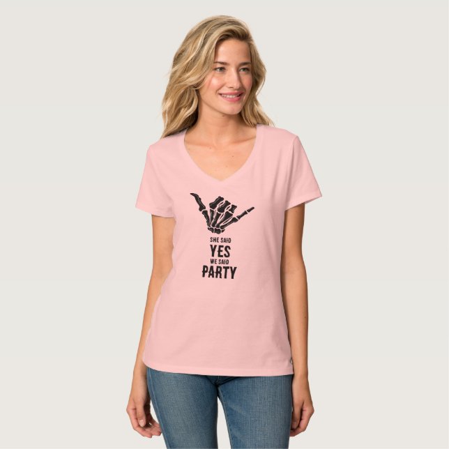 Pink Skeleton Bride Squad Party Crop Top (Front Full)