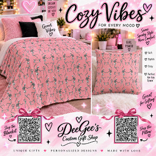 Pink Skeleton Pattern Pastel Goth Cute Halloween Sherpa Blanket