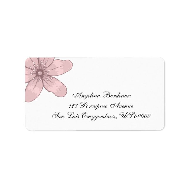 Pink Sketched Vintage Flower Label (Front)