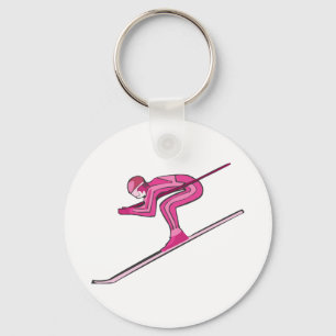 Pink Ski Fast Key Ring