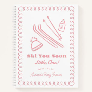 Pink Ski You Soon Boy Baby Shower Guest Book