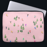 Pink Skiers Ski Opening Christmas Skiing Holiday Laptop Sleeve<br><div class="desc">Ski opening! Cool winter-themed skier pattern design with skiers skiing down alpine ski resort slopes among snow-covered fir trees in the alps. Freeride skiers are wearing colorful vintage retro ski suits, skiing downhill with skis on a pastel pink snowy mountain landscape background. Wonderful winter sports fun gift for a skier...</div>