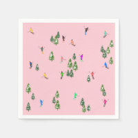 Pink Skiers Ski Opening Christmas Skiing Holiday