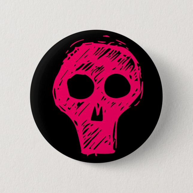 Pink Skull 6 Cm Round Badge (Front)