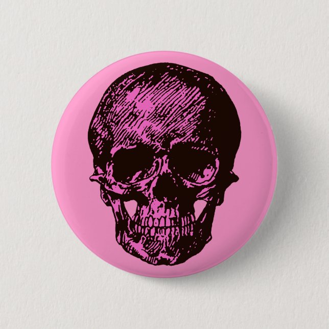 Pink Skull 6 Cm Round Badge (Front)