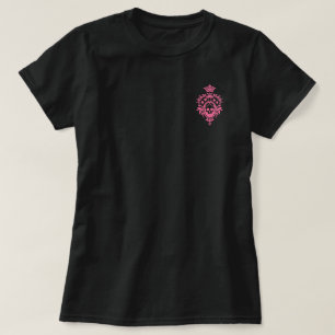 Pink Skull And Card Suits Crest T-Shirt