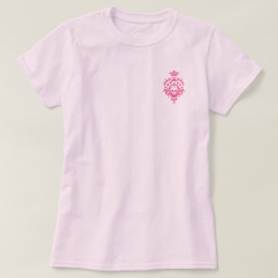 Pink Skull And Card Suits Crest T-Shirt