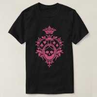 Pink Skull And Card Suits Crest T-Shirt