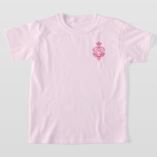 Pink Skull And Card Suits Crest T-Shirt