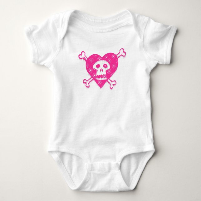 Pink Skull and Crossbones Baby Bodysuit (Front)