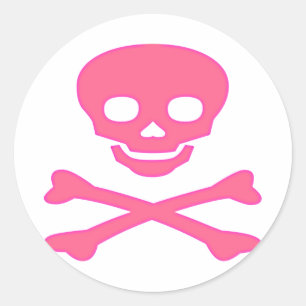 Pink Skull and Crossbones Classic Round Sticker