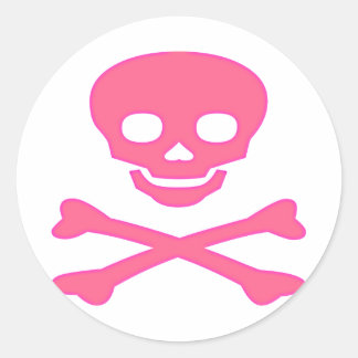 Pink Skull and Crossbones Classic Round Sticker